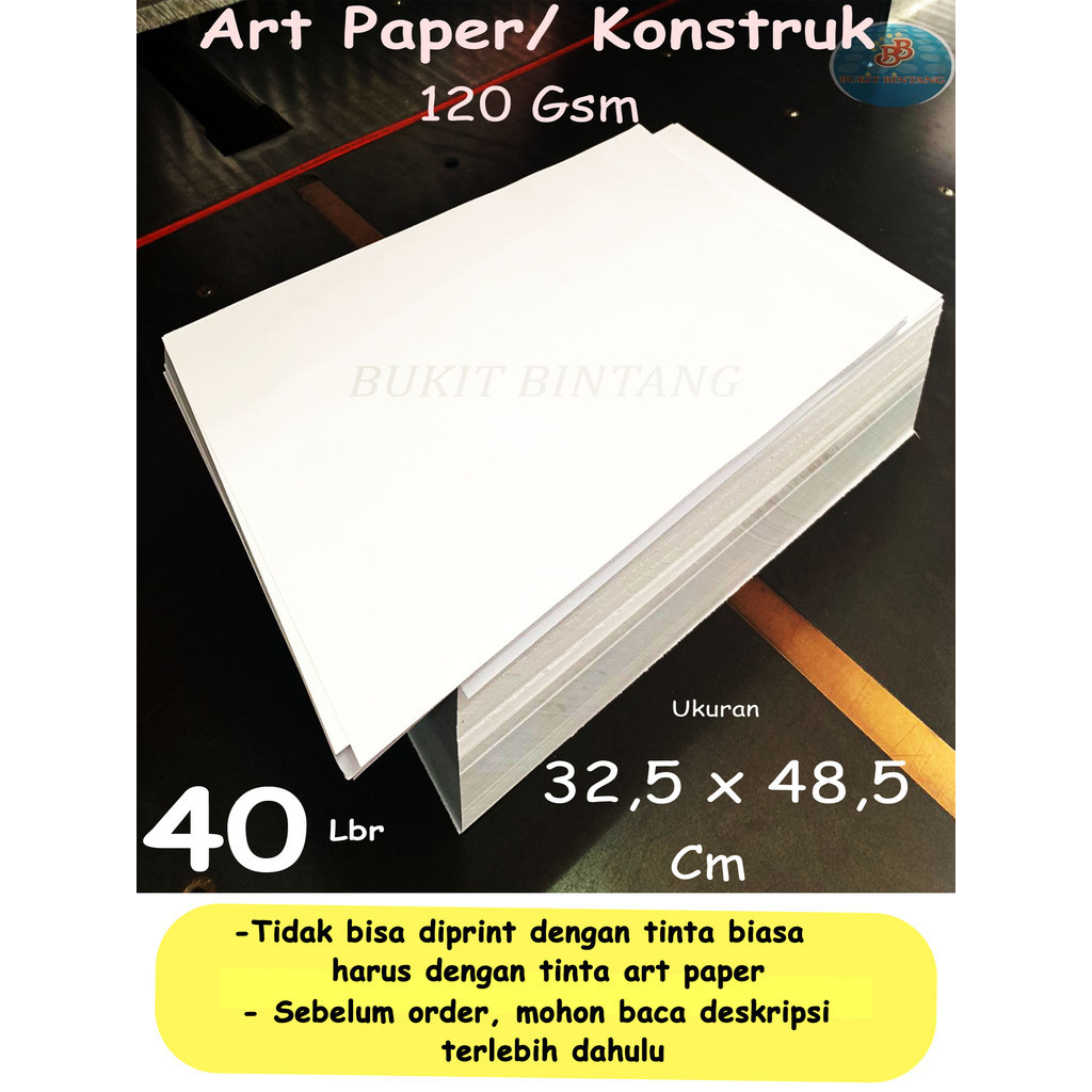 

Art Paper / Konstruk 120 Gsm Ukuran 32,5 x 48,5 Cm , Isi 40 Lembar