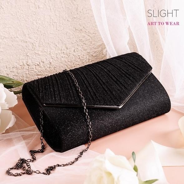 LENIASTOREID Clutch Hitam Tas Pesta Import Mewah Elegan