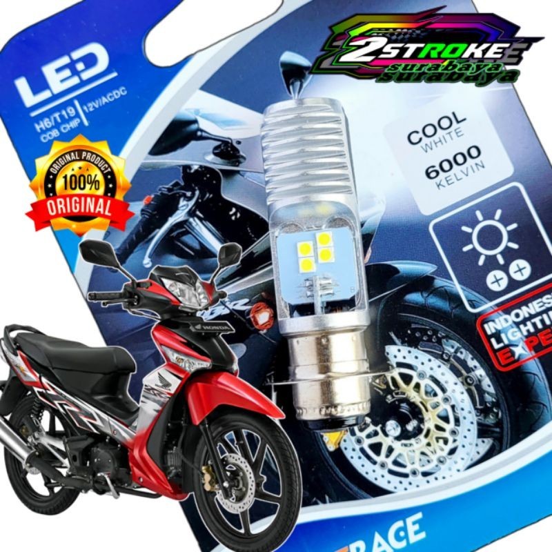 Lampu Depan Motor LED HONDA SUPRA X 125 Putih Terang H6/ T19 Ac/Dc 12Volt Pengganti Dop/Bohlam Wr