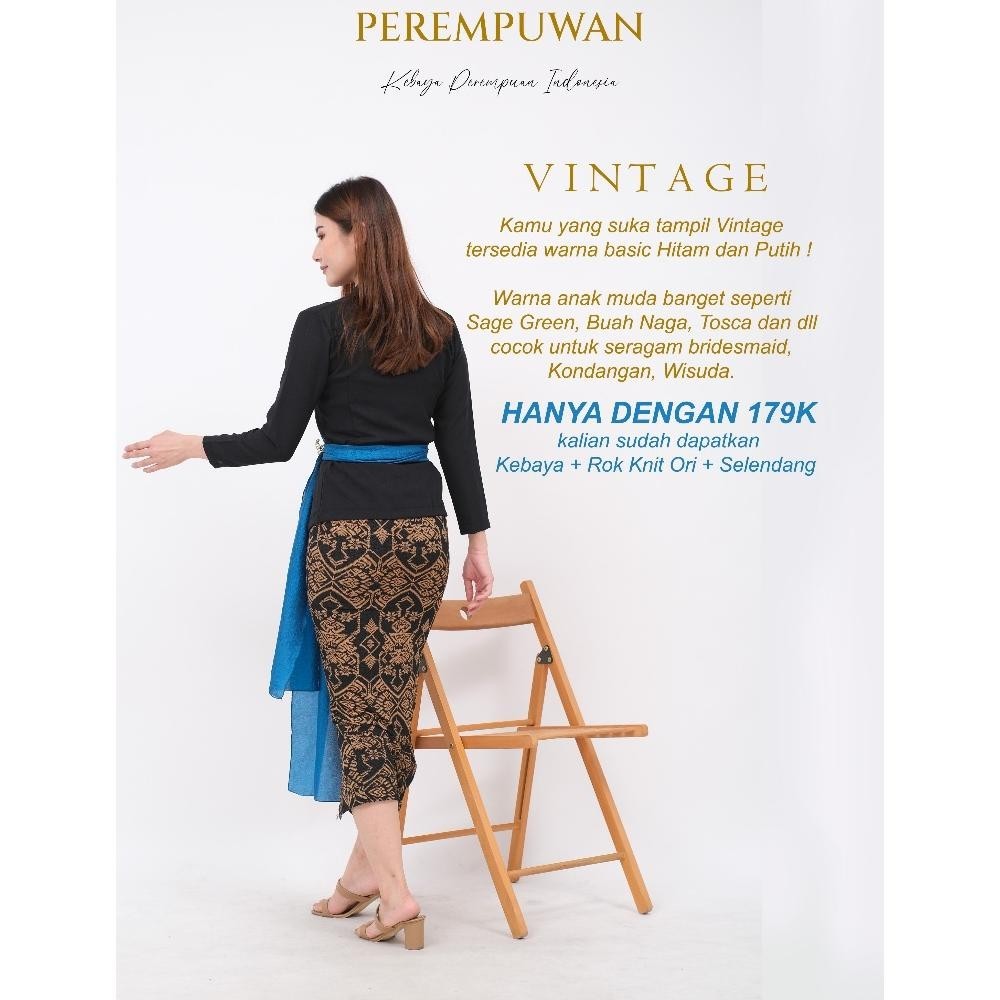 Vex-2126 Samaya Setelan Atasan Kebaya Kutu Baru Bali Kain Sifon Chiffon  Putih Hitam Polos Simple Vi