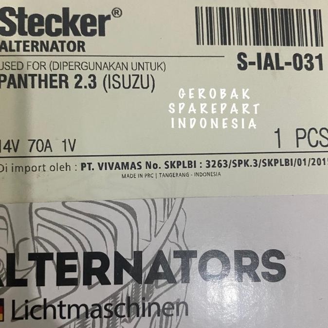 Alternator Dinamo Ampere Panther 2.3 70A Stecker