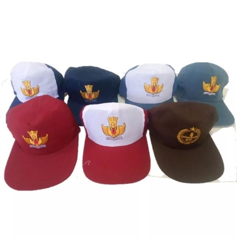 Diskon Topi Sd Smp Sma Smk Topi Sekolah Seragam Sekolah Logo Bordir Komputer Belakang Pake Karet Ges