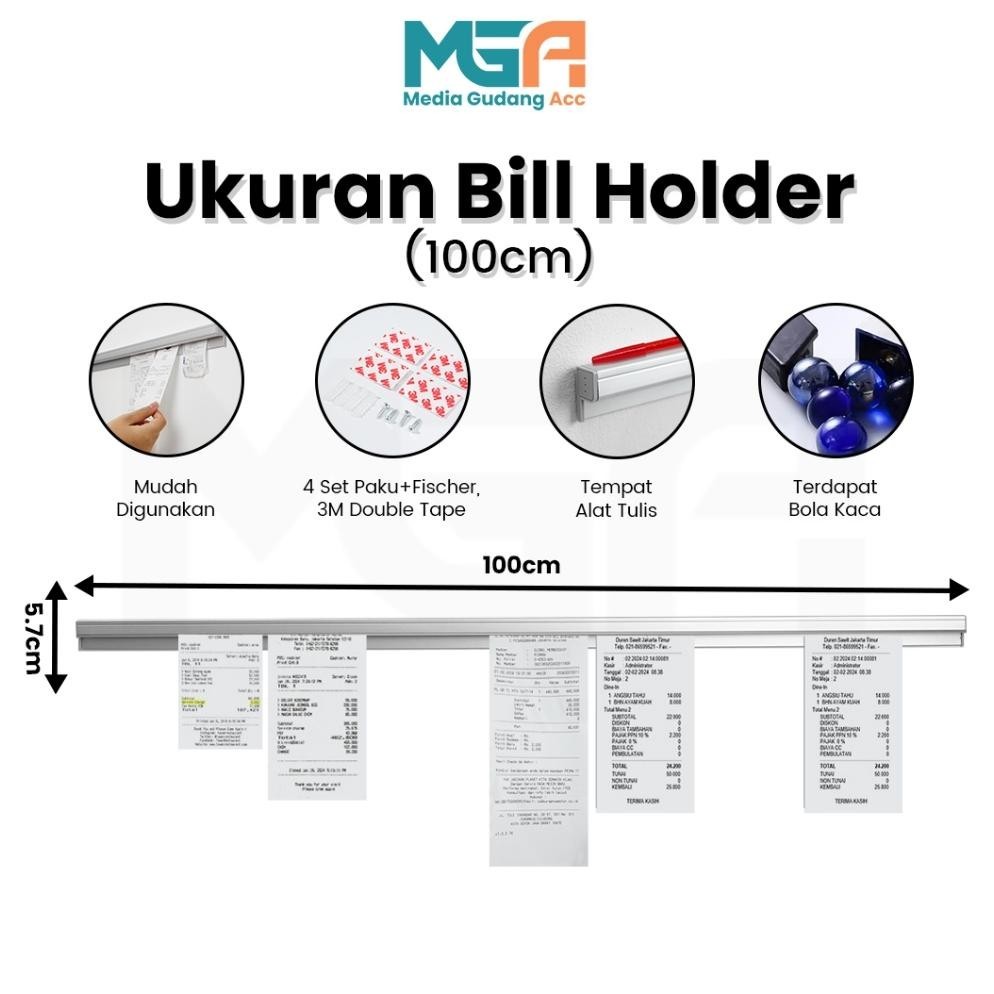

8.8 Bill Holder / Capitan Nota Stainless / Receipt Holder / Penjepit Kertas Bon Bill Garansi