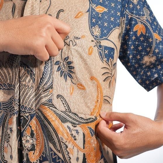Kemeja Batik Pria Seragaman Batik Burung Kombinasi Alisan