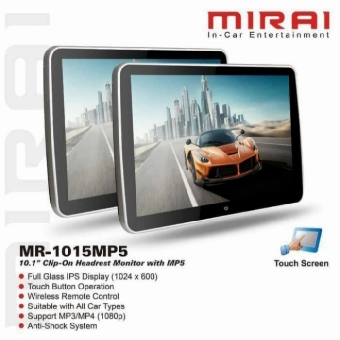 Terbaru Headrest Mirai 1015 Mp 5 Mirorlink Clip On 10Inch / Tv Jok Mobil Promo Ready Stok