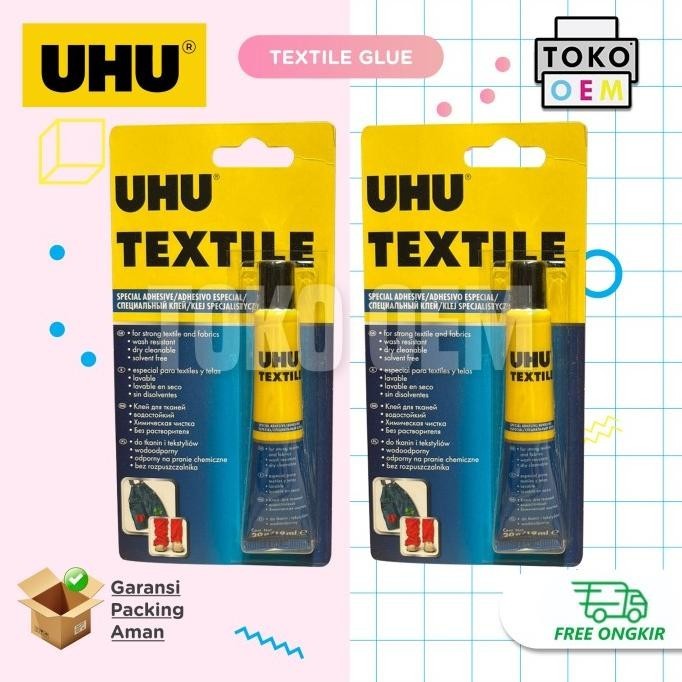 

UHU TEXTILE 19ML FABRIC GLUE LEM KAIN BAJU CELANA TEKSTIL SUPER KUAT