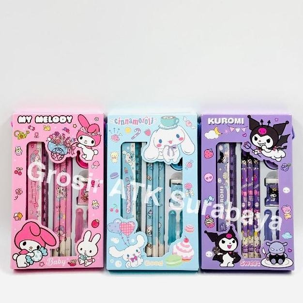 

Promo Spesial!! Paket Alat Tulis / Study Set / Stationery Set Kotak Pensil Sanrio My Melody Cinnamorol Kuromi Terlaris