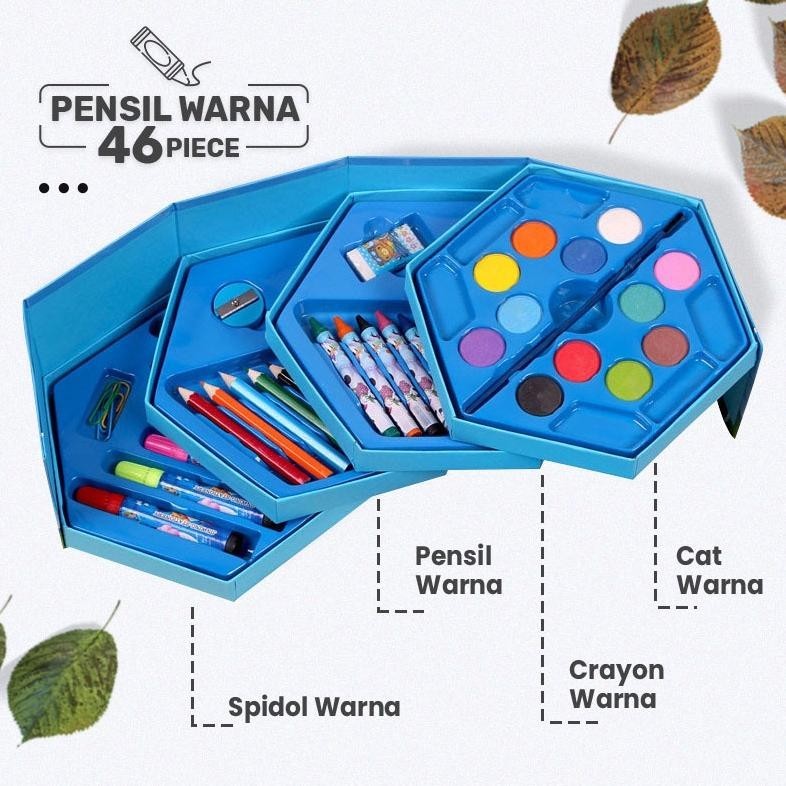 

hj-64 FAYES COD Crayon Set Isi 46 Spidol Pensil Warna Cat Air Alat Lukis Murah STY09 Termurah