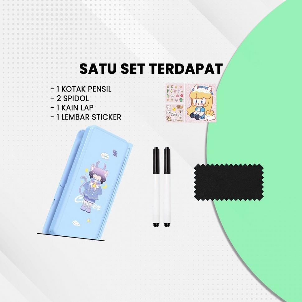 

io-98 Tempat Pensil Lipat 2IN1 Multifungsi Tempat Penyimpanan Alat Tulis Anak Sekolah / Pencil Case Book Holder Portable / Kotak Pensil Lipat dengan Tatakan Buku dan Papan TulisMiniPraktis BUNDA A73 Hemat