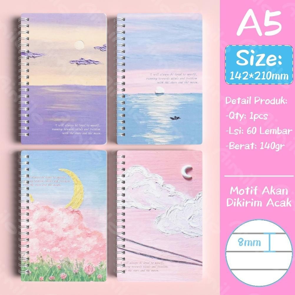 

UFO-2025 [READY] Aimilo Notebook Aesthetic Buku Diary 60 Lembar Buku Jurnal Buku Catatan Buku Note Stiker Buku Tulis Aesthetic Sekolah Premium