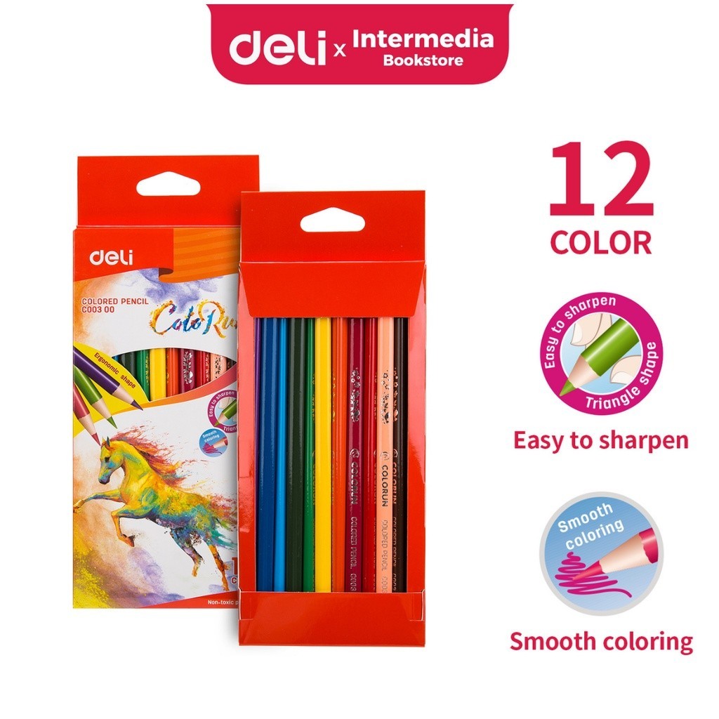 

Deli Colored Pencil 12 Colour EC00300 / Pensil warna anak-anak 12 Warna