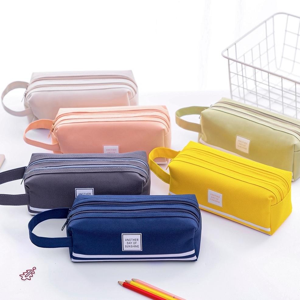 

y-76 MM - Kotak Pensil Dan Stationery Dual Zipper Dompet Pensil 2 Pouch Tempat Alat Tulis Perlengkapan Sekolah Dua Sisi Resleting Murah