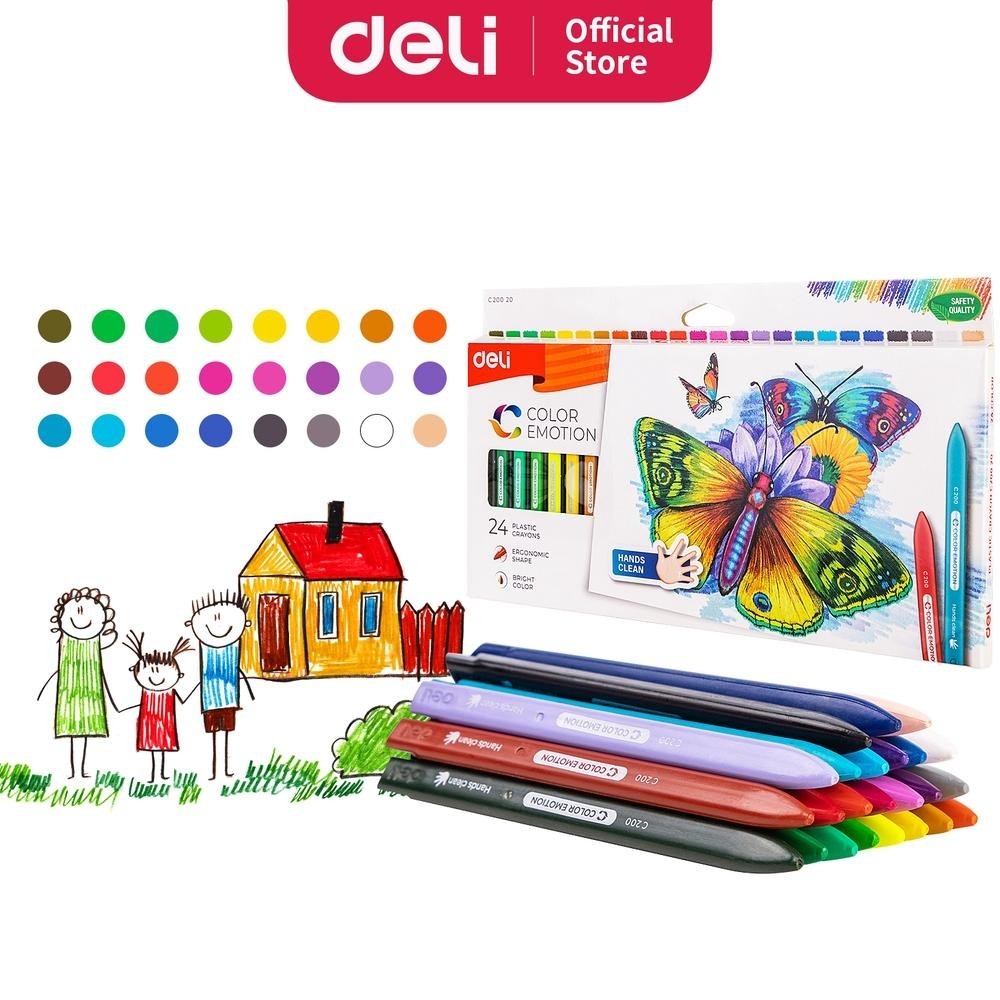 

gha-65 Deli Krayon Sekolah 24 Warna Cerah Bentuk segitiga ergonomis tidak beracun EC20020 Termurah