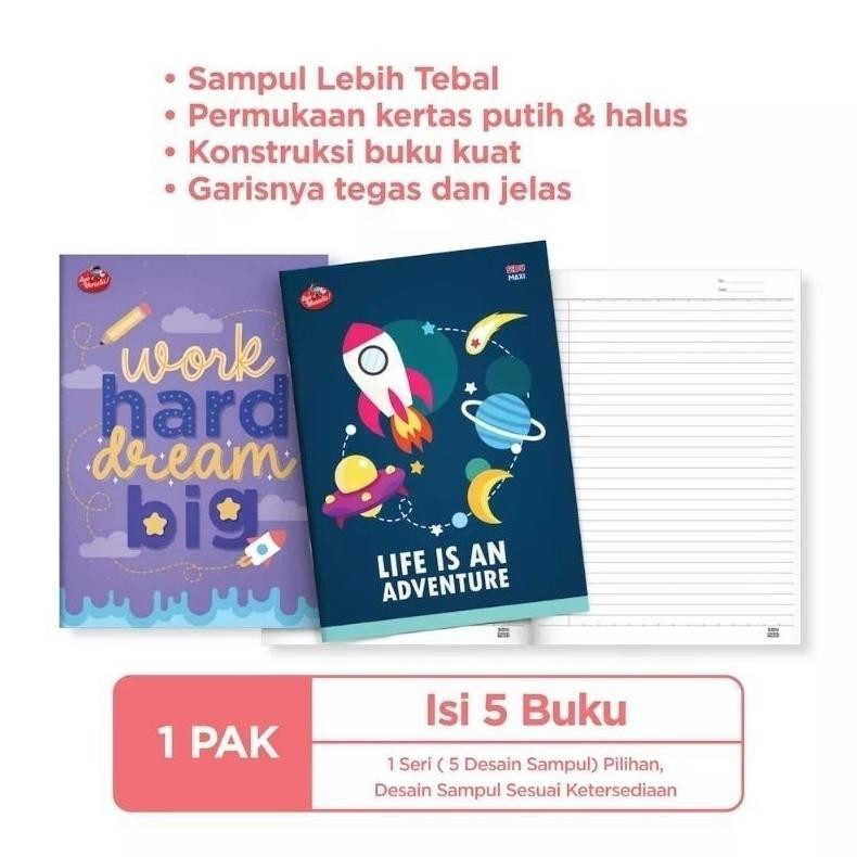 

ul-64 Buku Tulis SiDu 42 lembar 1 pack ( 5 pcs ) || BUKU TULIS SEKOLAH SIDU 42 BOXY Original