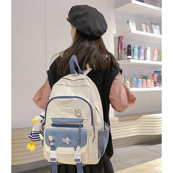 PROMO ARINE Tas Ransel Sekolah Wanita Siswa Smp Sma Back pack Remaja Perempuan Korea Kombinasi Warna