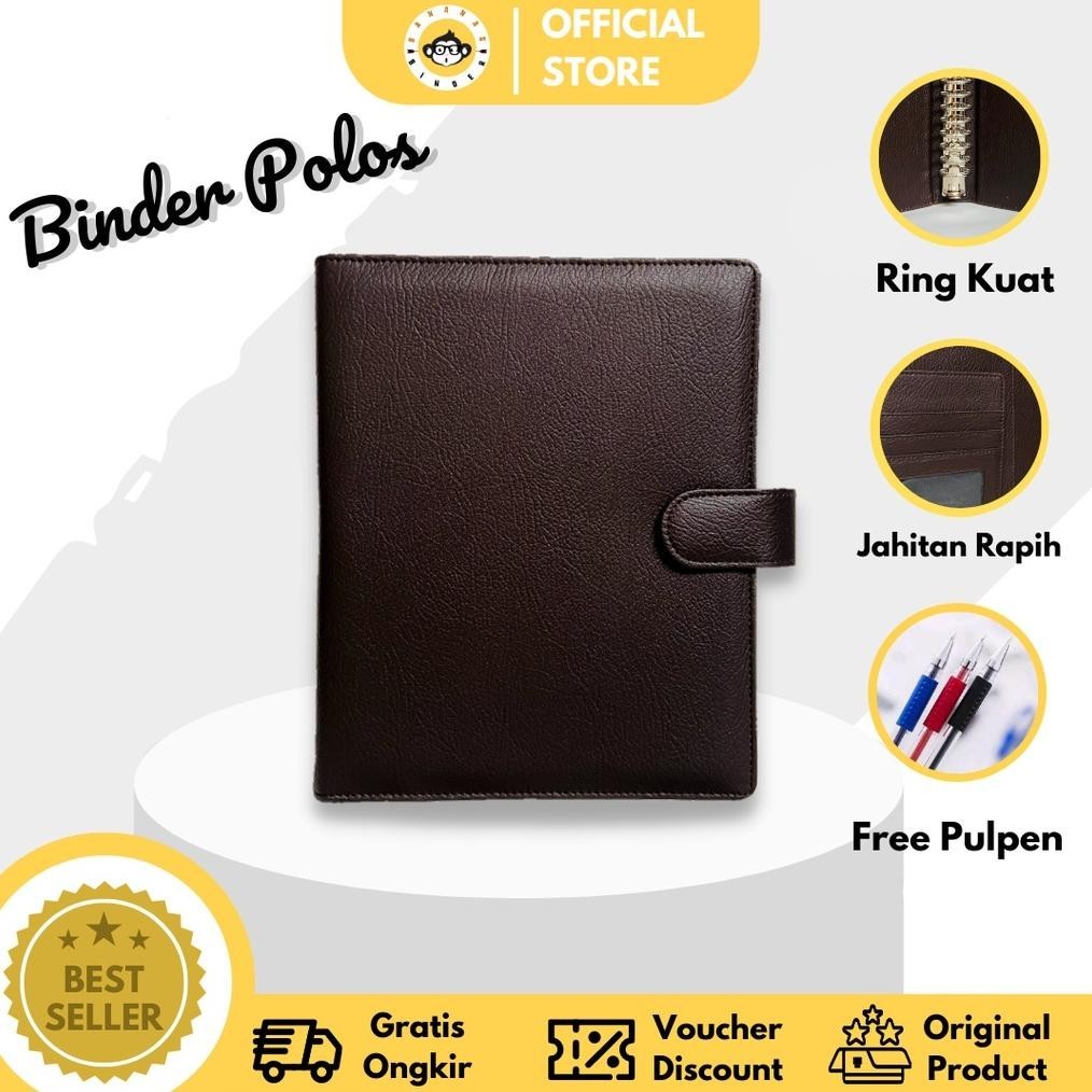

COD Binder Polos Kulit Premium Tebal (A5) 20 Ring + Custom Nama FREE Kertas & Pulpen gha-65