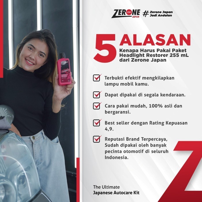 Zerone X Gd Headlight Restore Pengkilap Lampu Pembersih Mika Mobil