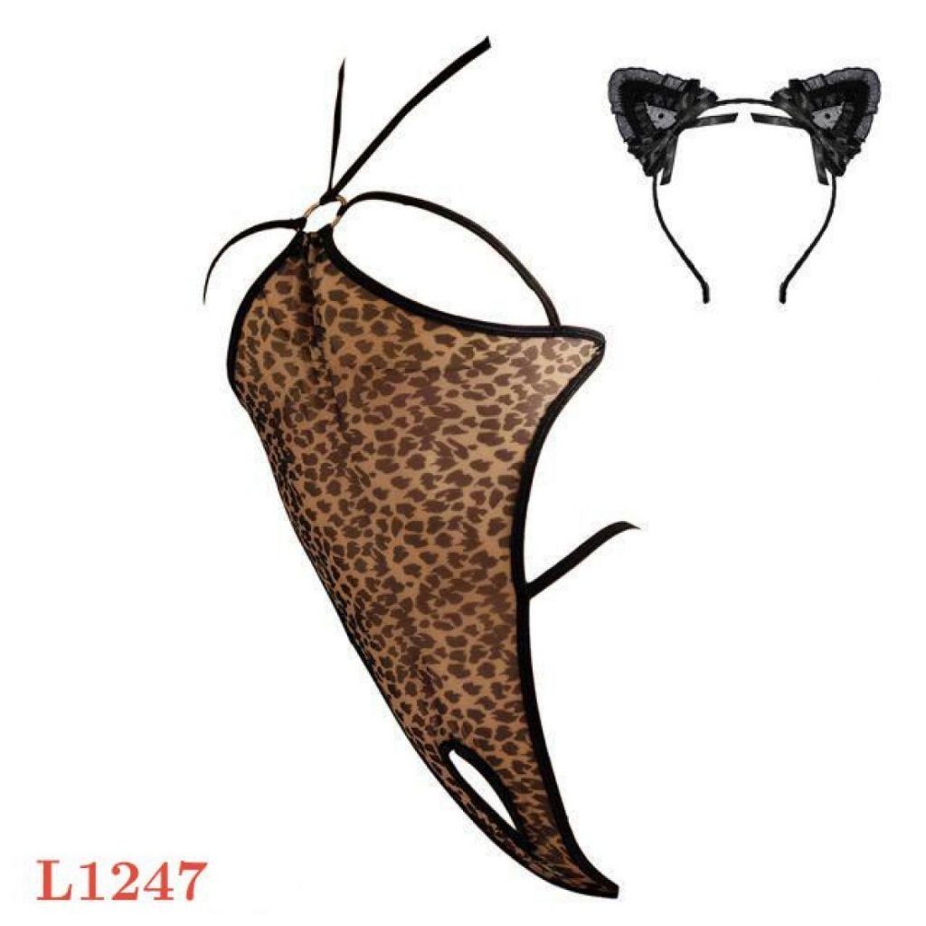 L1247 Lingerie Sexy Baju Tidur Teddy Bodysuit Leopard Macan Tutul