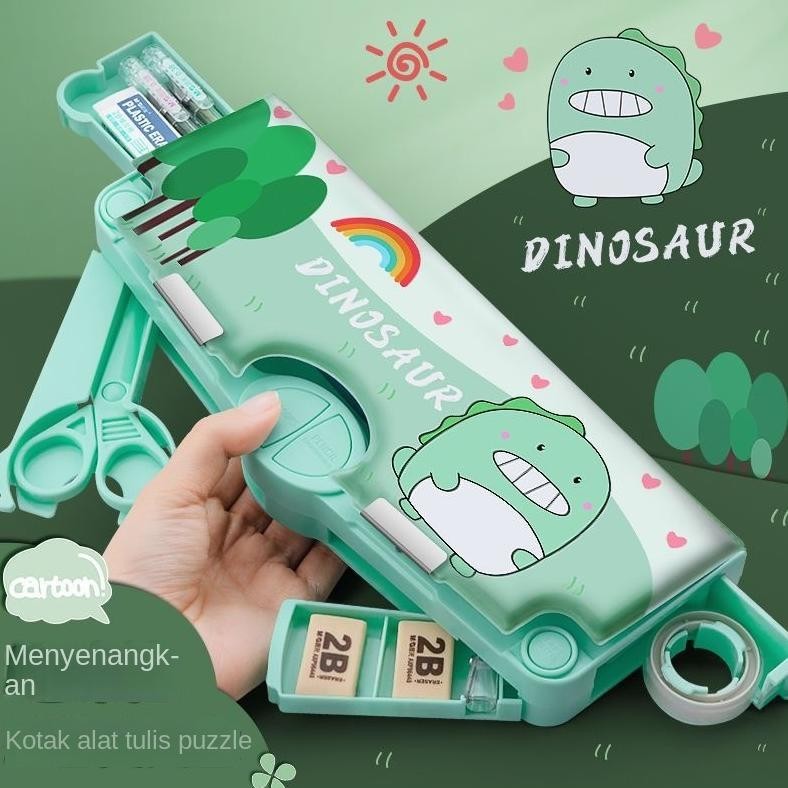 

To94 PuluzKotak Pensil Multifungsi Motif Unicorn / Dinosaurus / Astronot Untuk Anak Lengkap Peruncing Gunting Isolasi Penghapus Penggaris Mega Sale