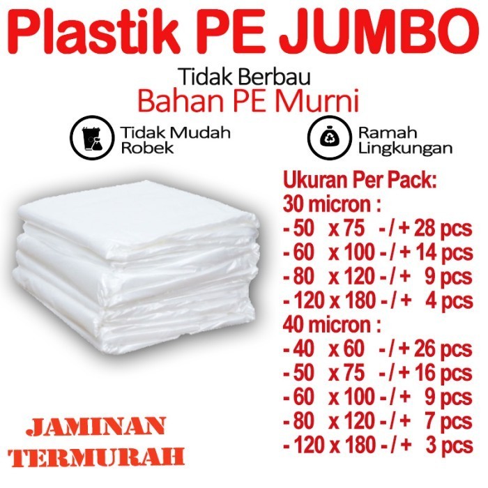 

MURAH Plastik Pembungkus bahan PE JUMBO Bening NON RECYCLE 1 PACK