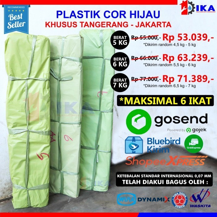 

HARGA DISKON (GOJEK/GRAB) PLASTIK COR HIJAU BUTEK 5 6 7 KILOGRAM TERMURAH TEBAL