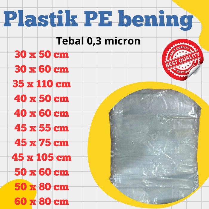 

JUAL Plastik PE Bening 30x50/30x60/35x110/40x50/40x60/45x55/45x75/45x105cm