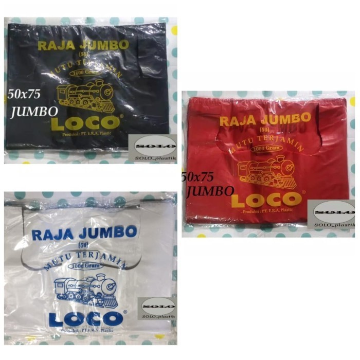 

DISKON Kantong Plastik hitam - merah - putih loco raja jumbo 50