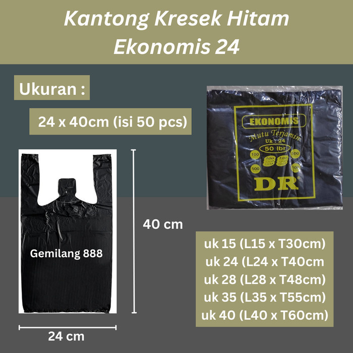 

HOT PROMO Eko 24 (isi 5bks) Kantong Plastik, kantong Kresek Hitam tipis sedang