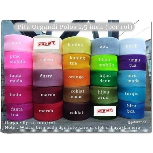 

DISKON POP-901 : Pita Organdi Polos 1,5 inch PER ROL (18 meter)