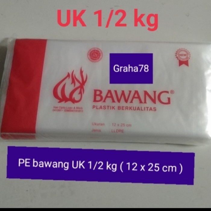 

JUAL plastik PE bawang UK 1/2 kg ( 12 x 25! cm ) plastik es