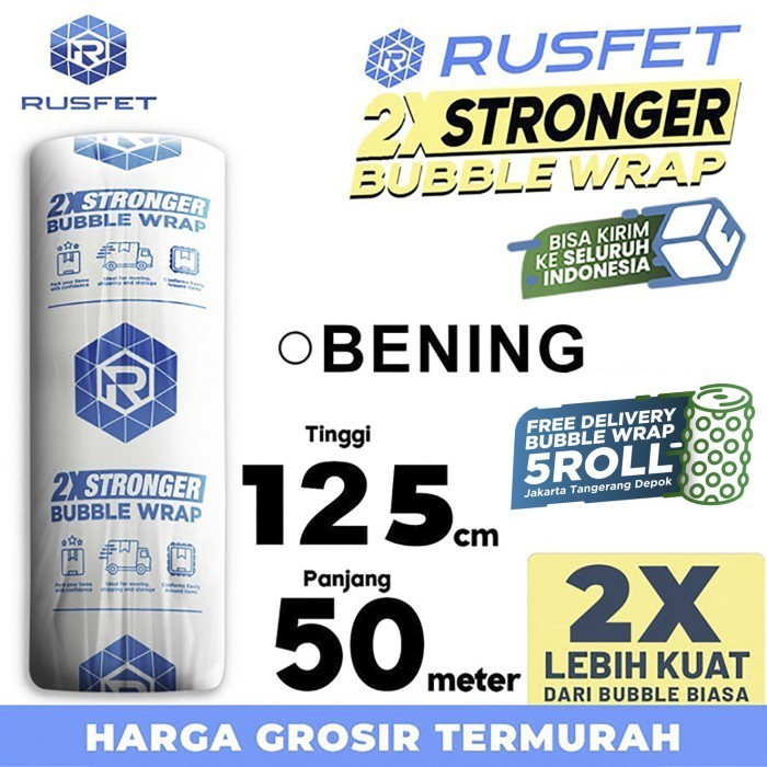 

MURAH Bubble Wrap 125cm x 50meter RUSFET BENING Bubblewrap TERMURAH / ROLL