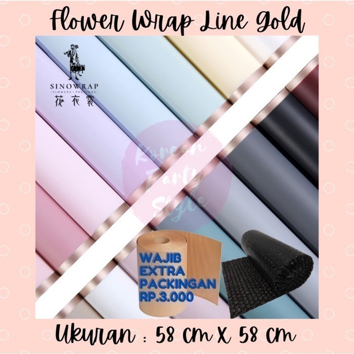 

HOT PROMO [1 PACK] FLOWER WRAPPING GOLD LINE SOLID CELLOPHANE KERTAS BUNGA