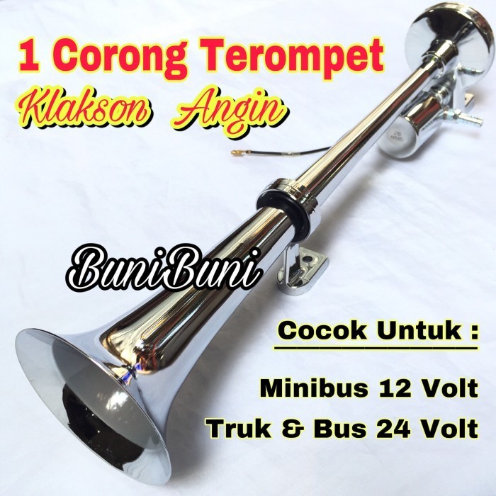 KLAKSON ANGIN / AIR HORN 1 CORONG TEROMPET UNTUK MOBIL TRUK 12 / 24 V
