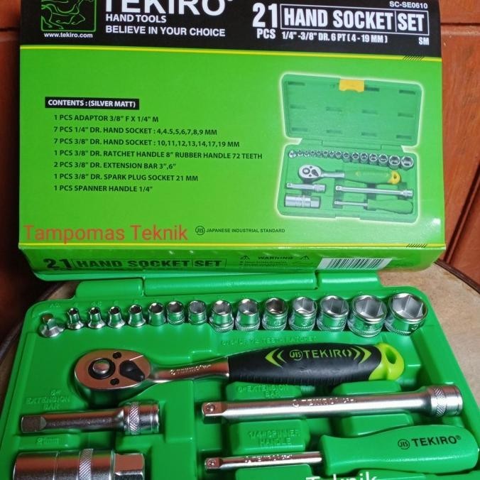 Kunci Sok Tekiro 21 pcs DR.1/4" - 1/8" Hand Socket Set Tekiro Original