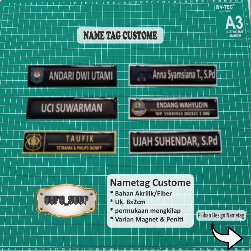 

Nametag Custom / papan nama dada Custom akrilik Peniti / Magnet