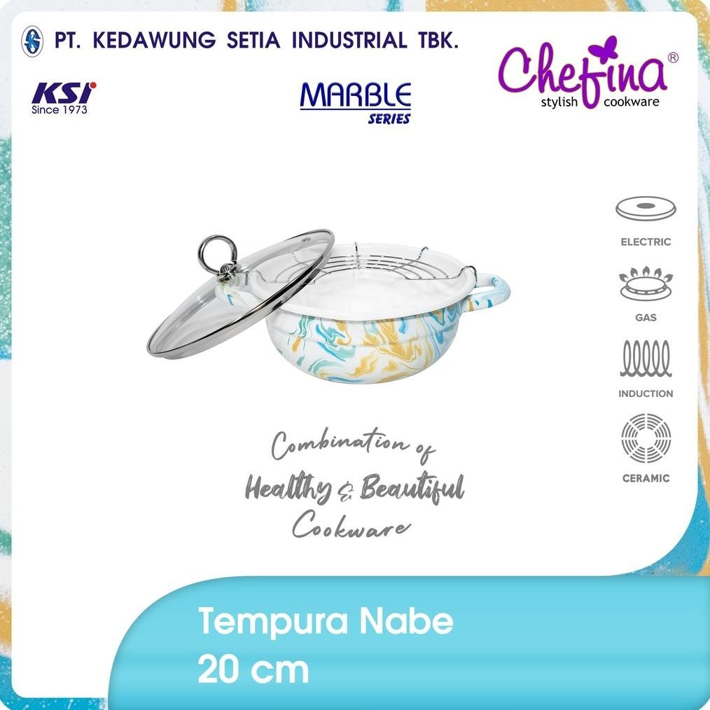Murah Chefina Tempura Nabe 20 cm Marble Panci Enamel