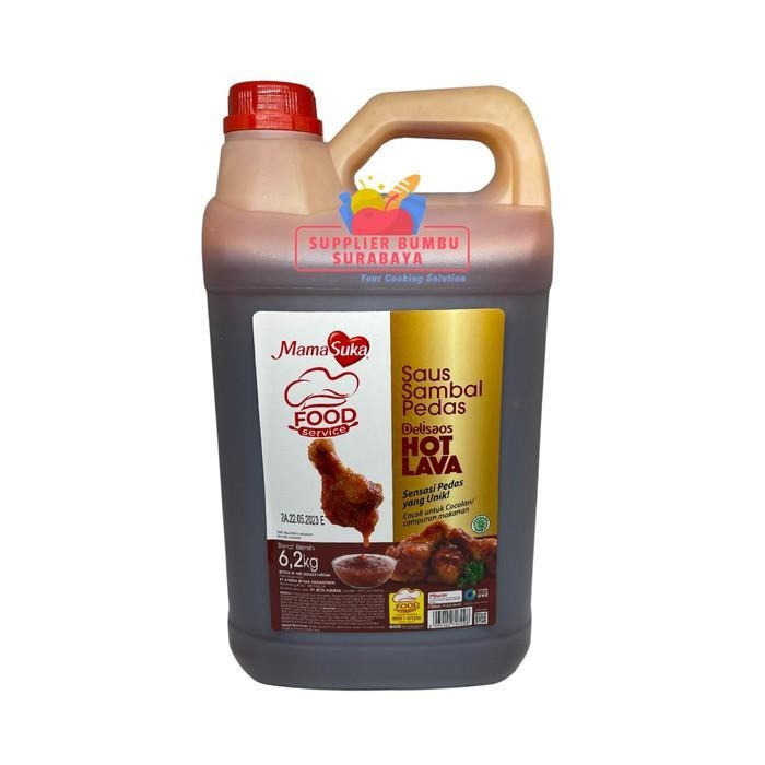 

MamaSuka Delisaos Hot Lava Volcano Sauce Halal Kemasan Jerigen 6.2Kg Kualitas Terbaik