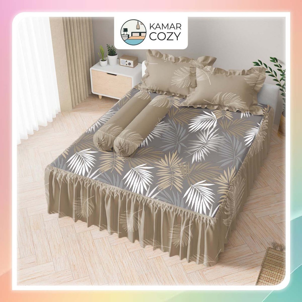Sprei Kintakun Set Rumbai 160x200 / 180x200 Nayla Queen / King Dluxe Aesthetic 39 cm Estetik / Minim