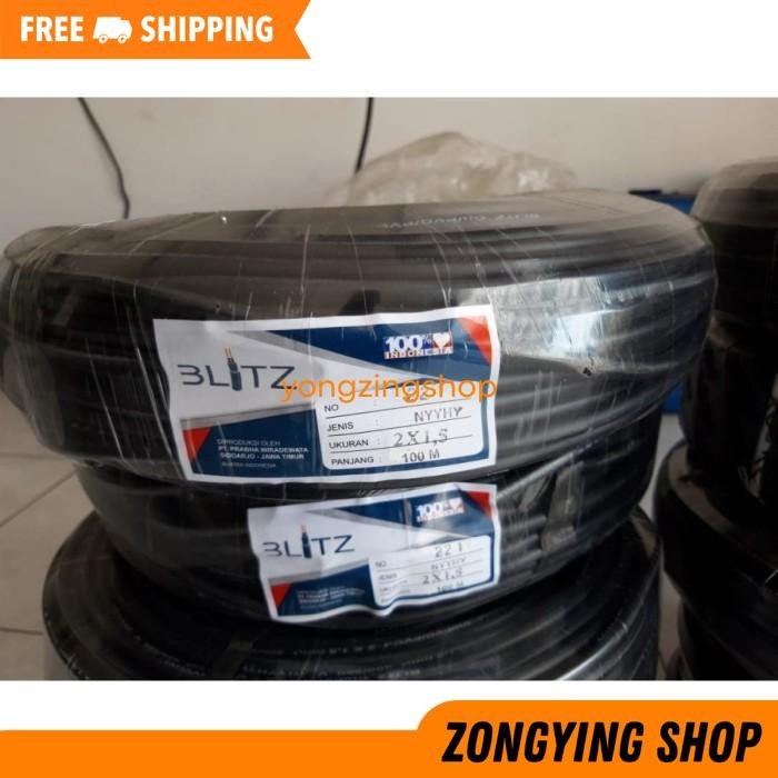 KABEL NYYHY 2X1.5MM 50M SNI LMK OUTDOOR - SERABUT HITAM 2X1,5 MM 50 M ZONGYING SHOP PRODUK TERBAIK