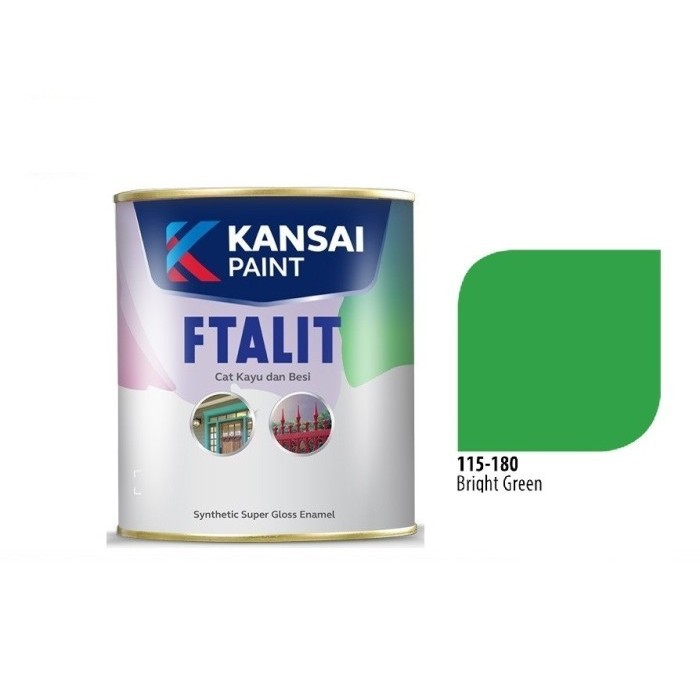 Produk Cat Ftalit 180 Bright Green Kansai 1 Ltr / Cat Kayu & Besi / Cat Hijau