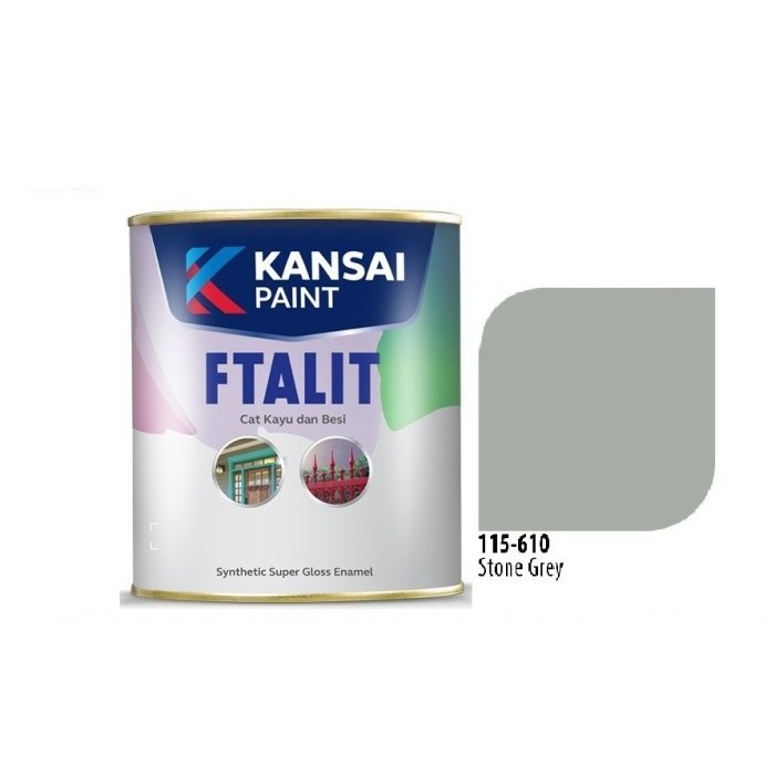 Produk Cat Ftalit 610 Stone Grey Kansai 1 Ltr / Cat Kayu & Besi / Cat Abu