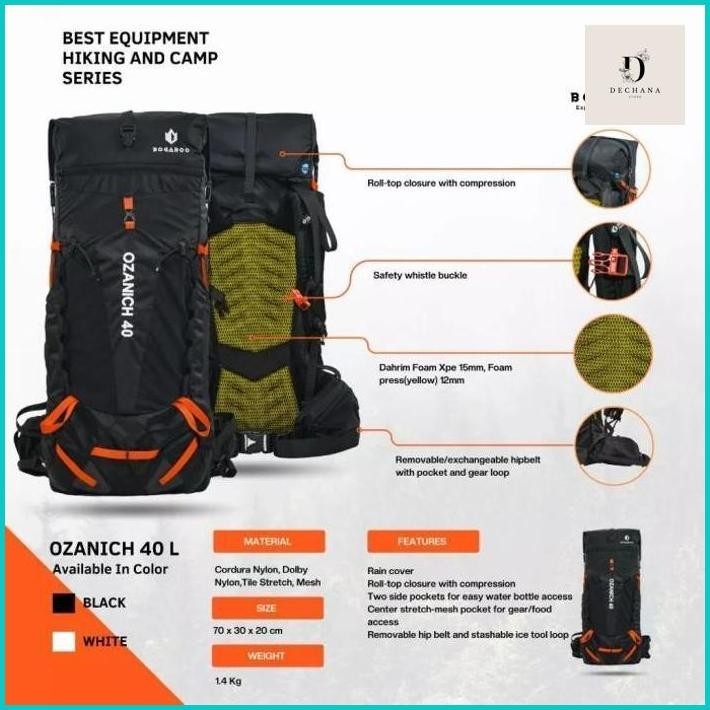 OUTDOOR Tas Gunung Ultralight Backpack Lightweight Durable Carrier Keril Bogaboo Ozanich RollTop 40 