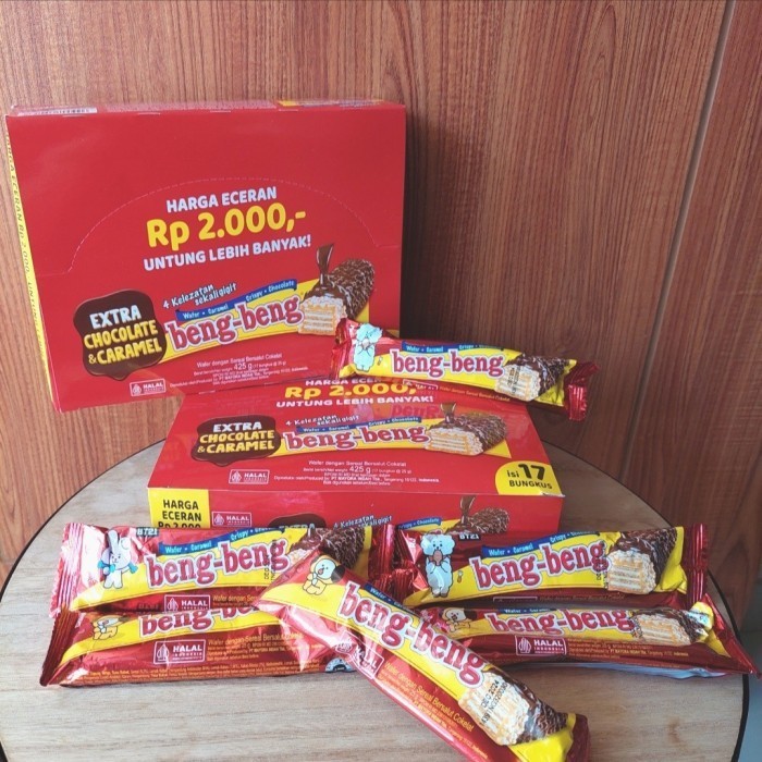 

TERLENGKAP Beng-Beng Ekstra Chocolate & Caramel 25 Gram isi 17 Pcs / 1 Dus