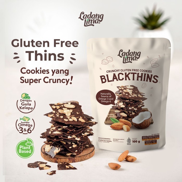 

BERMUTU Blackthins Cookies 100gr Ladang Lima - Healthy Food Snack Gluten Free
