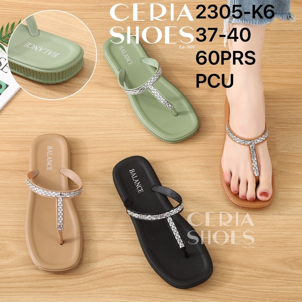 Flatshoes Kerja Nyaman // Sandal Jepit Wanita Karet Jelly Import Model Tali T Thong Silver List