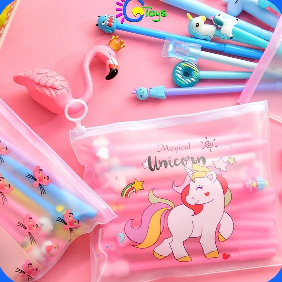 

8.8 Cr-A15 Pulpen Gel Karakter Lucu Set Isi 20Pcs Pena Free Zipper Pouch Tempat Pensil Transparan Murah