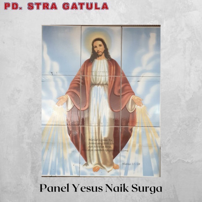 Keramik Panel Gambar Dinding ASTER Yesus Naik Surga 9x20x25