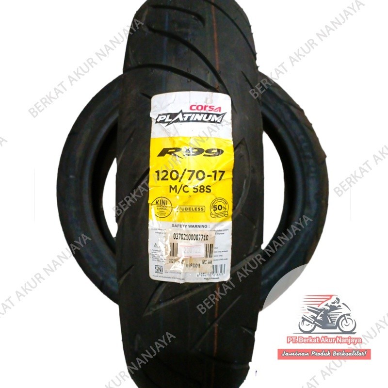 Corsa Platinum R99 120/70-17 Ban Motor Sport Tubeless BONUS Pentil