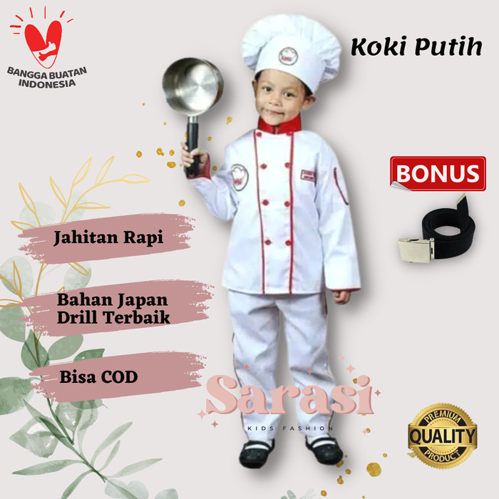 Baju koki chef anak kostum koki chef anak anak pakaian profesi anak