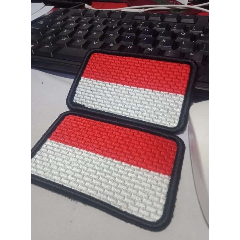 

Terlaris bendera bordir velcro/perekat indonesia timbul motif anyam SALE
